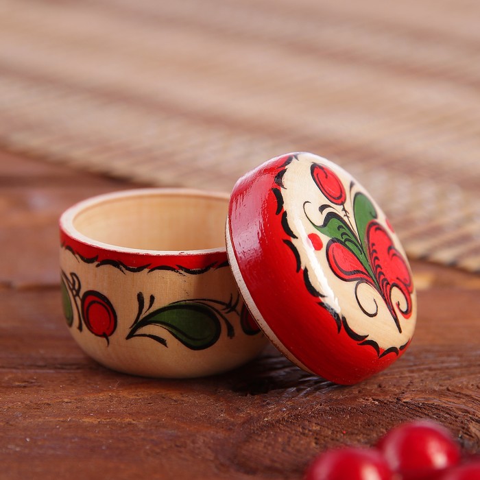 Солонка, 4,5×4,5×3,5 см, пермогорская роспись