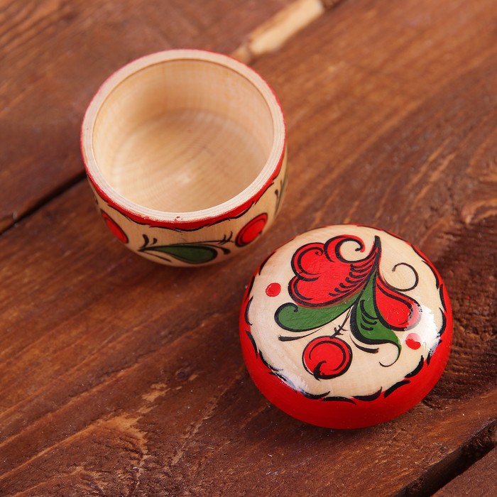 Солонка, 4,5×4,5×3,5 см, пермогорская роспись