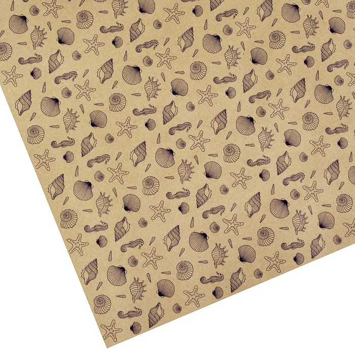 Бумага упаковочная крафт "Ракушки", 0,72 х 10 м, 70 гр