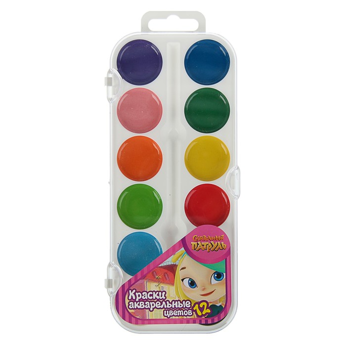 Акварель медовая 12 цветов "Сказочный патруль", без кисти