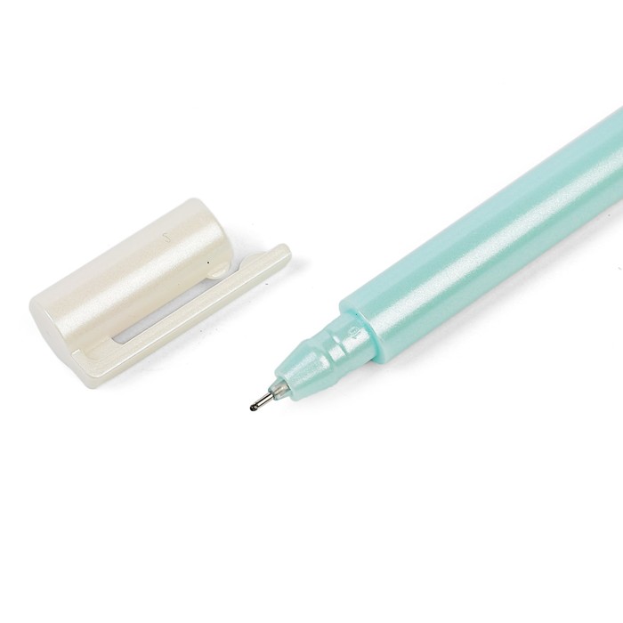 Ручка гелевая 0,5мм черная корпус Перламутр голубой