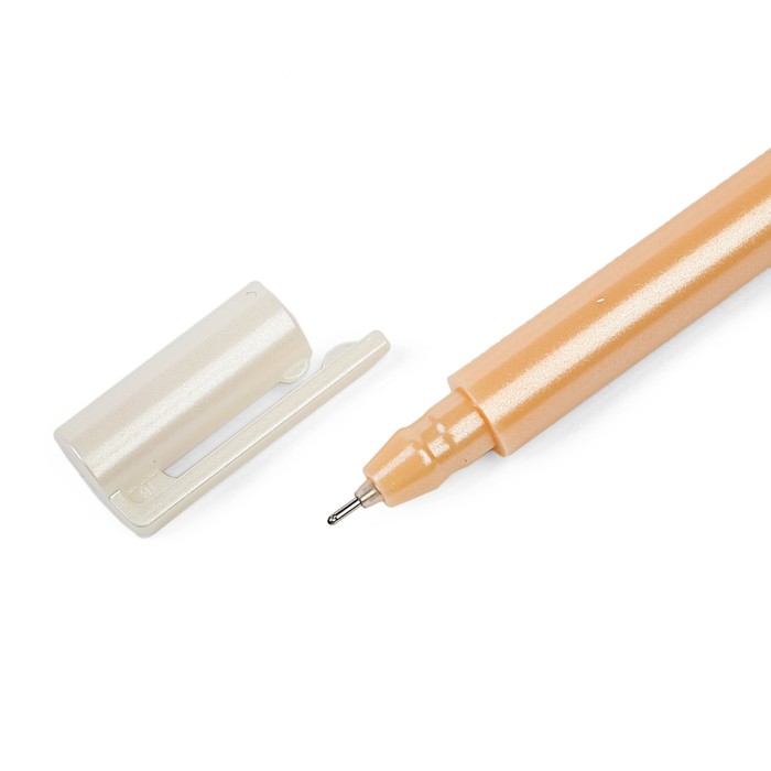 Ручка гелевая 0,5мм черная корпус Перламутр бежевый