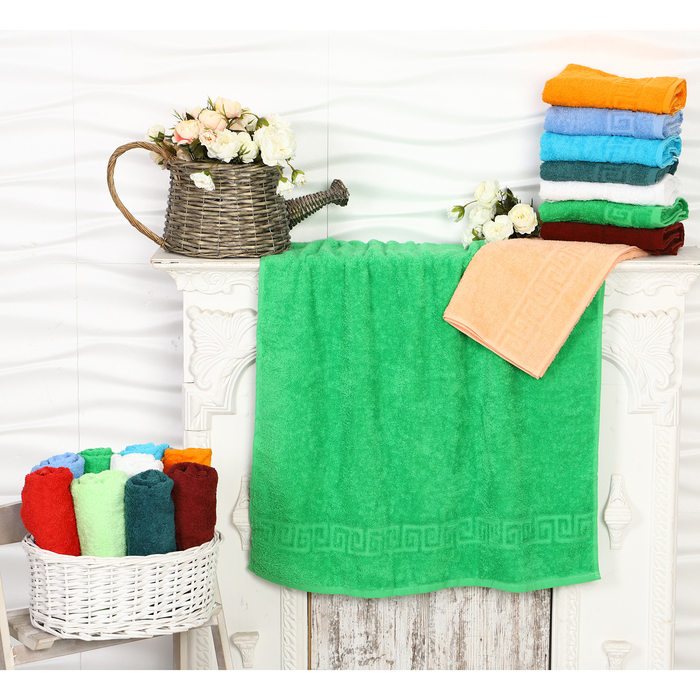 Полотенце махровое 40х70, цвет класич зеленый, 430 г/м2, 100% хлопок
