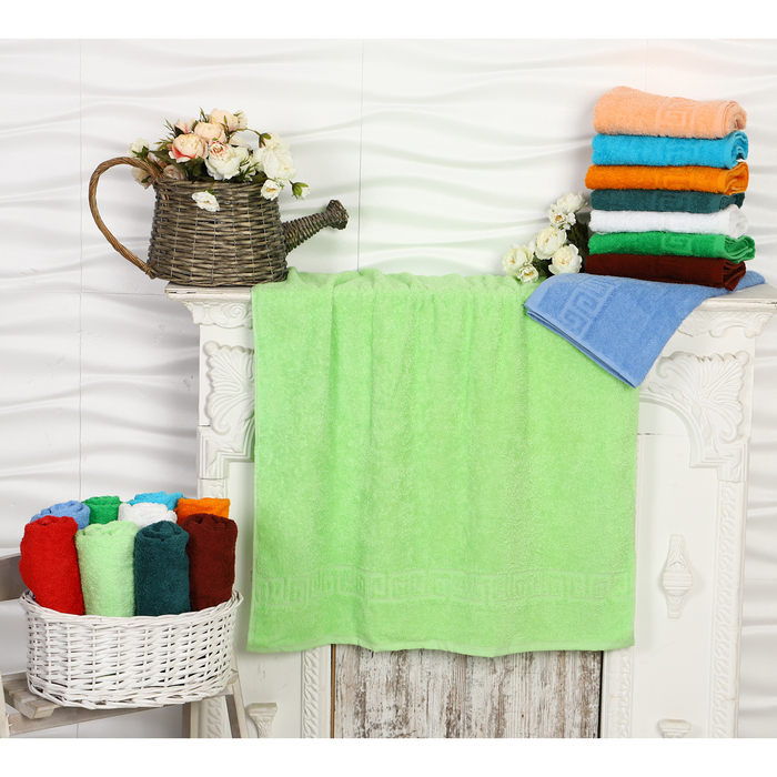 Полотенце махровое 40х70, цвет салат, 430 г/м2, 100% хлопок