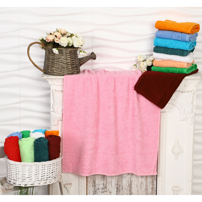 Полотенце махровое 50х90, цвет светло розовый, 430 г/м2, 100% хлопок