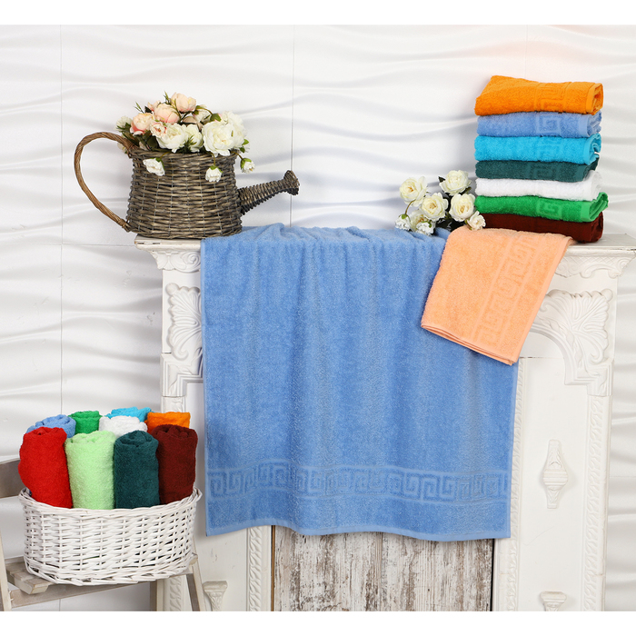 Полотенце махровое 50х90, цвет голубой, 430 г/м2, 100% хлопок