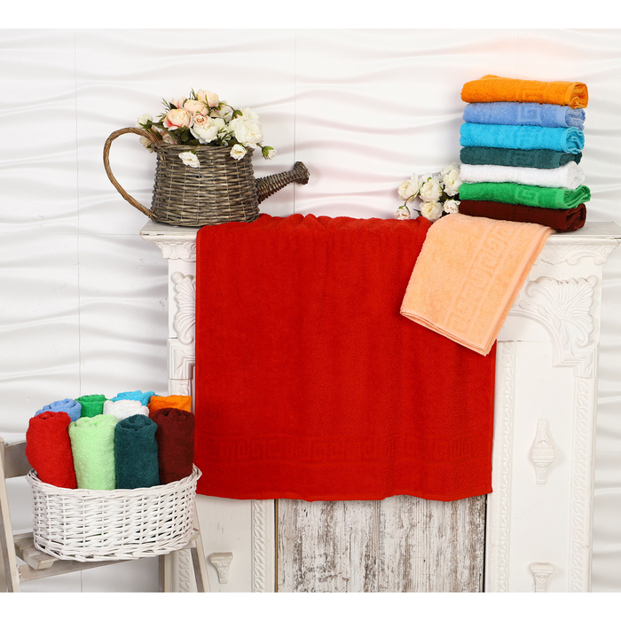 Полотенце махровое 50х90, цвет красный, 430 г/м2, 100% хлопок