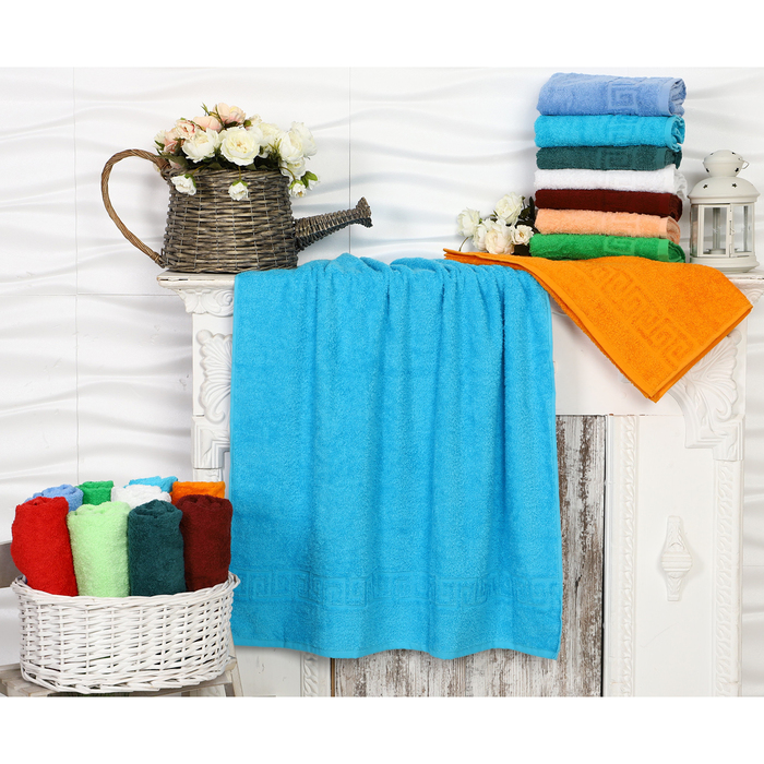 Полотенце махровое 50х90, цвет бирюза, 430 г/м2, 100% хлопок