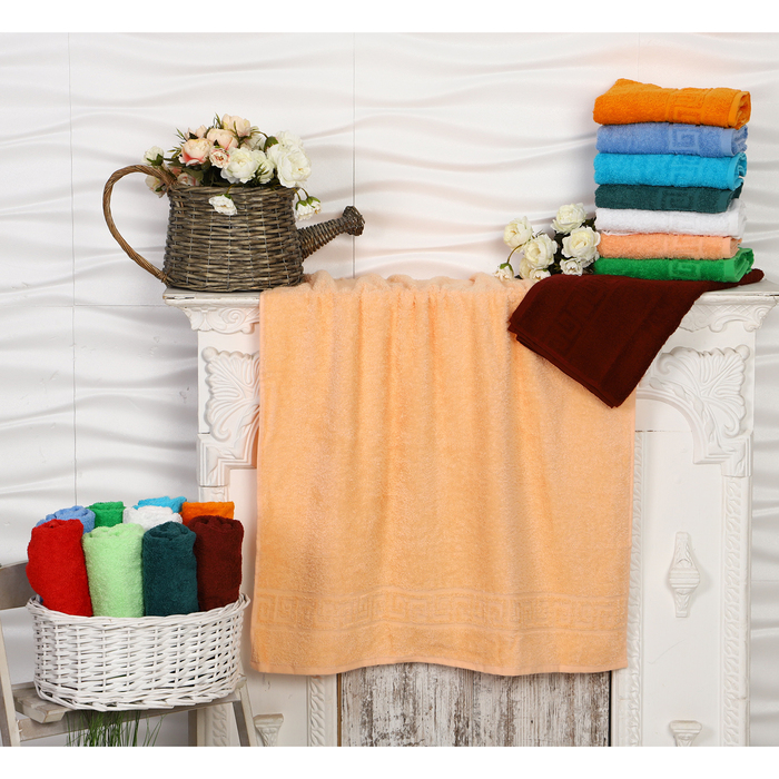 Полотенце махровое 50х90, цвет персик, 430 г/м2, 100% хлопок