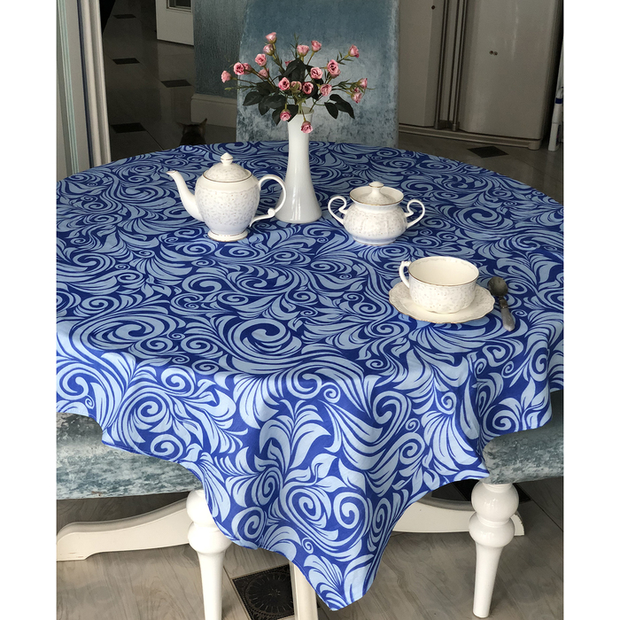 Скатерть "Завиток" 145х180 см, голубой/синий