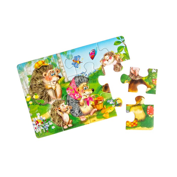 Макси-пазл «Ёжики», 12 элементов