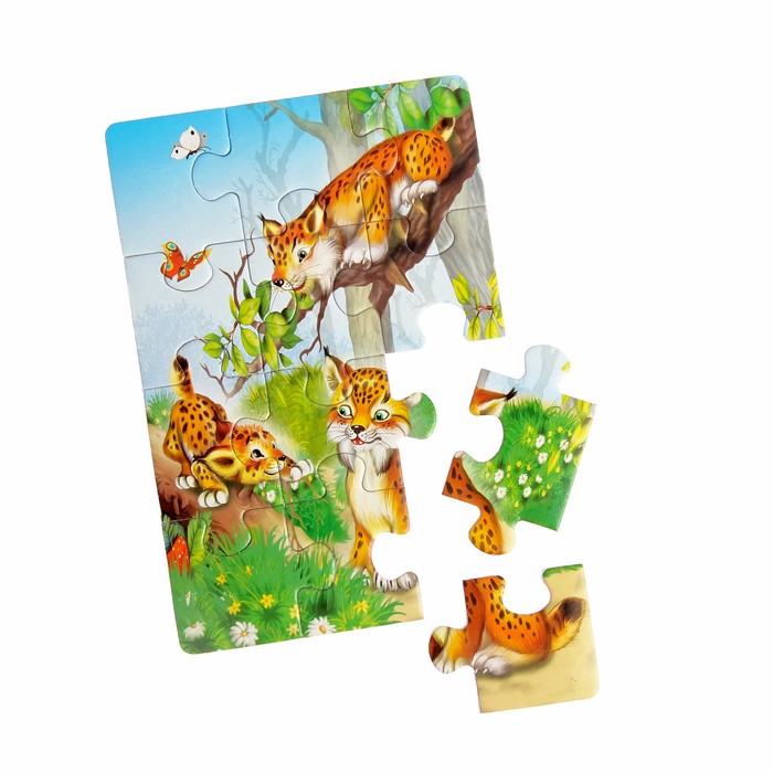 Макси-пазл «Леопардики», 12 элементов