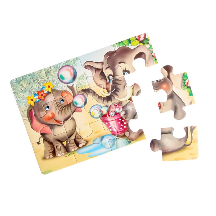 Макси-пазл «Слонята», 12 элементов