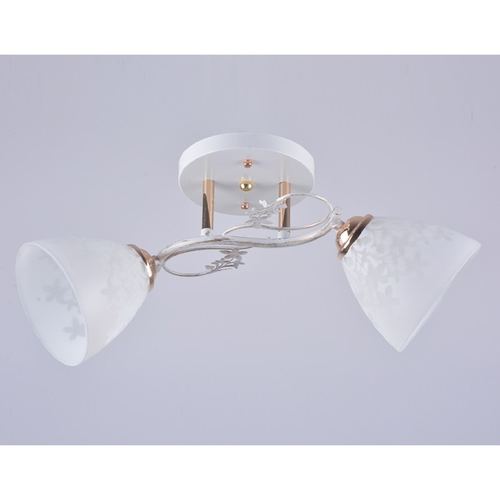 Люстра "Домника" 2x40Вт Е27 белый-золото 48x14x25см.