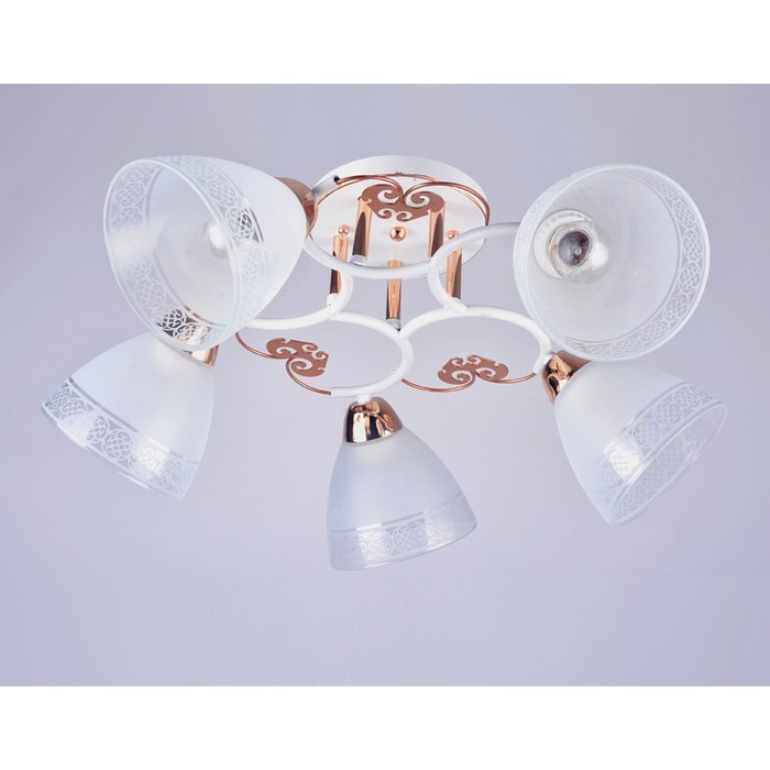 Люстра "Леонила" 5x40Вт Е27 белый-золото 64x14x30см.