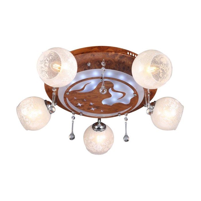 Люстра "Новелла" 5x40Вт Е27 коричневый-хром 57x15x21см.