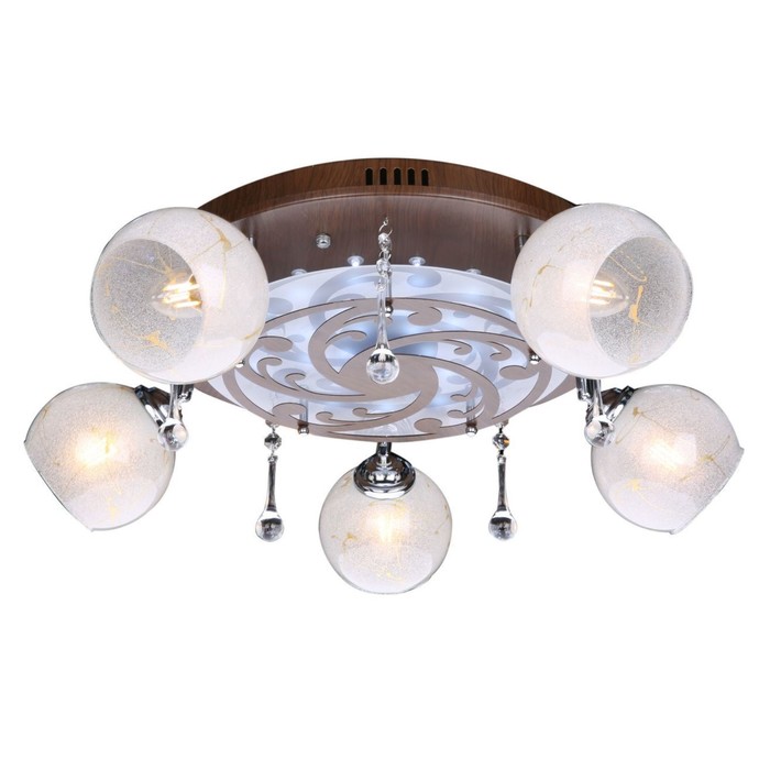 Люстра "Новелла" 5x40Вт Е27 коричневый-хром 57x15x21см.