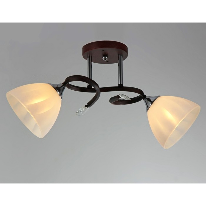 Люстра "Новара" 2x40Вт Е27 коричневый-хром 48x21x21см.