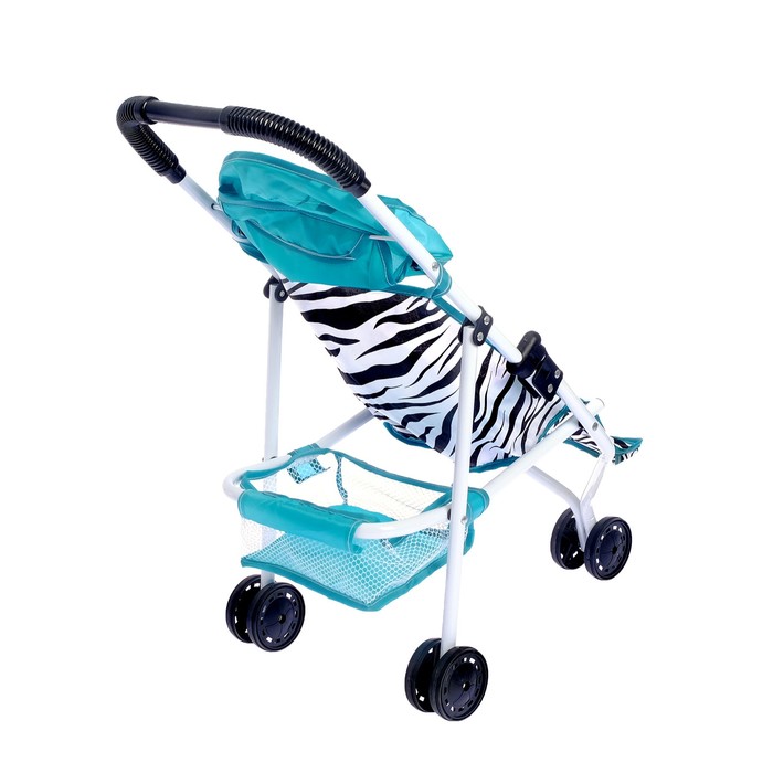 Коляска для кукол "Зебра", трёхколесная, металлический каркас