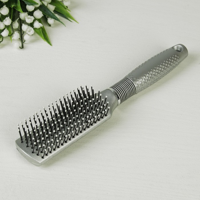 Расчёска массажная "Лёд", прямоугольная, цвет серебряный