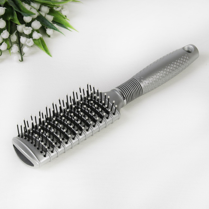 Расчёска массажная "Лёд", прямоугольная, вентилируемая, цвет серебряный