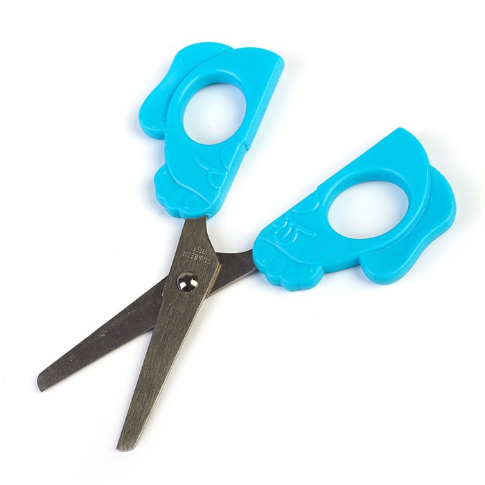 Ножницы 12см пластиковые ручки Собачка, закругленные концы лезвий, МИКС в картонной коробке 357511