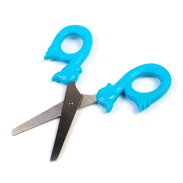 Ножницы 12см пластиковые ручки Уточки, закругленные концы лезвий, МИКС в картонной коробке