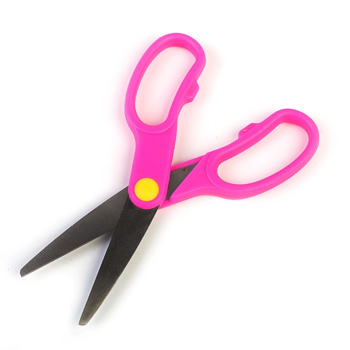 Ножницы 13см пластиковые ручки, закругленные концы лезвий, МИКС в картонной коробке