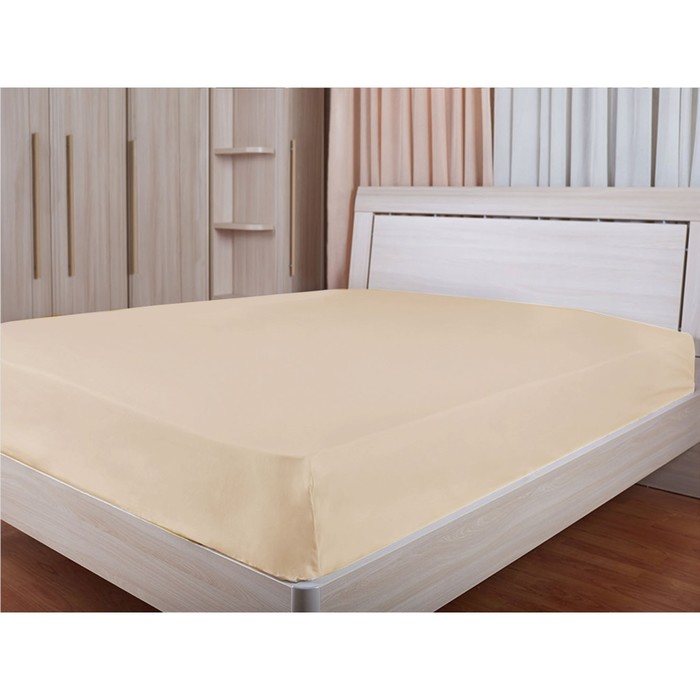 Простыня, размер 150х215 см, кремовый, сатин