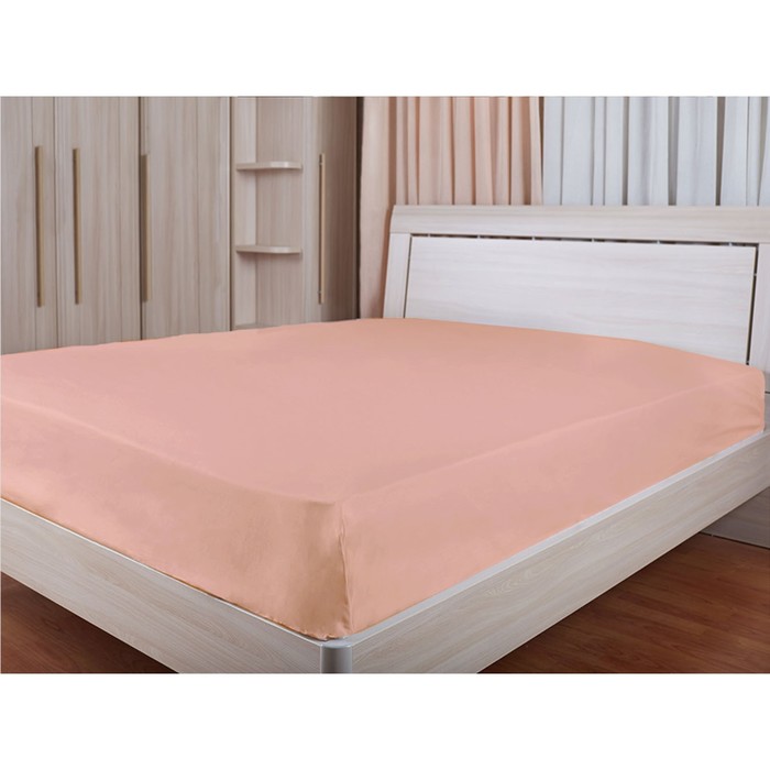 Простыня на резинке, размер 140х200 см, розовый, сатин