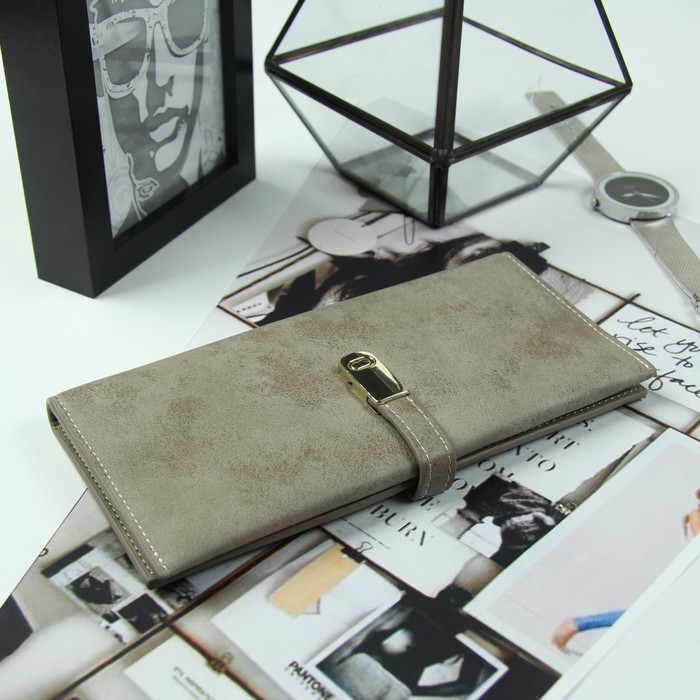 Кошелёк женский, 3 отдела, для карт, для монет, цвет серый