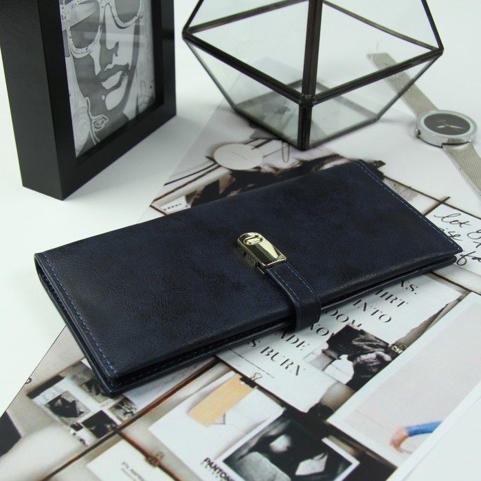 Кошелёк женский, 3 отдела, для карт, для монет, цвет синий