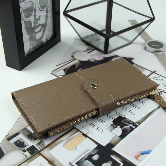 Кошелёк женский, 2 отдела, для карт, для монет, цвет пудровый