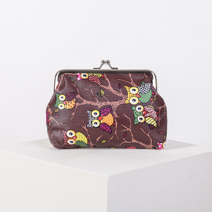 Кошелёк женский, отдел на фермуаре, цвет коричневый