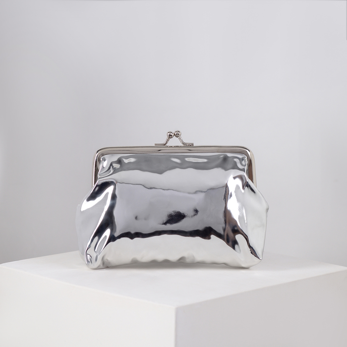 Кошелёк женский, отдел на фермуаре, цвет серебристый