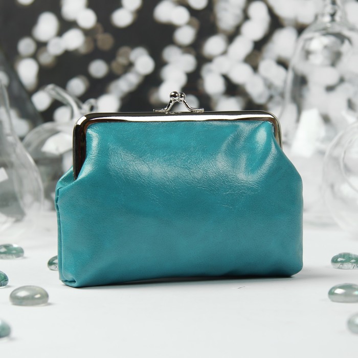 Кошелёк женский, отдел на фермуаре, цвет бирюзовый