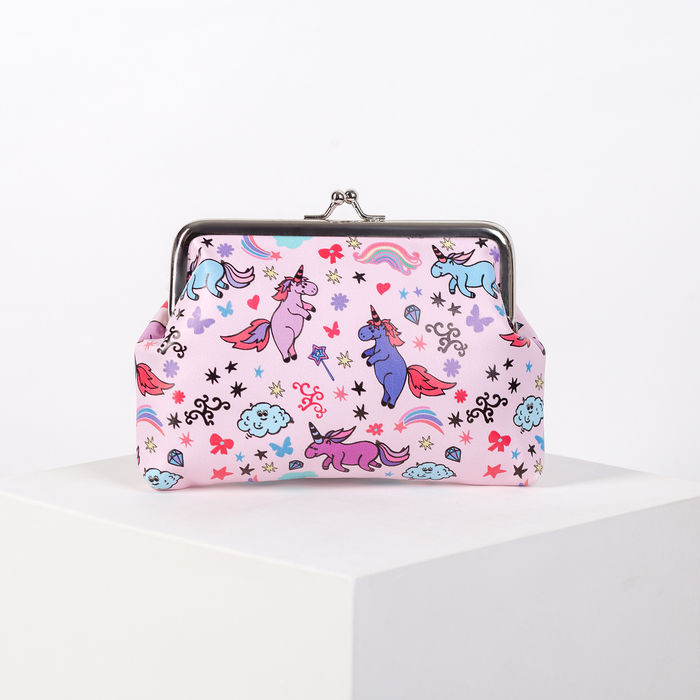 Кошелёк женский, отдел на фермуаре, цвет розовый