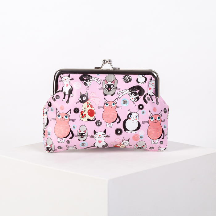 Кошелёк женский, отдел на фермуаре, цвет розовый