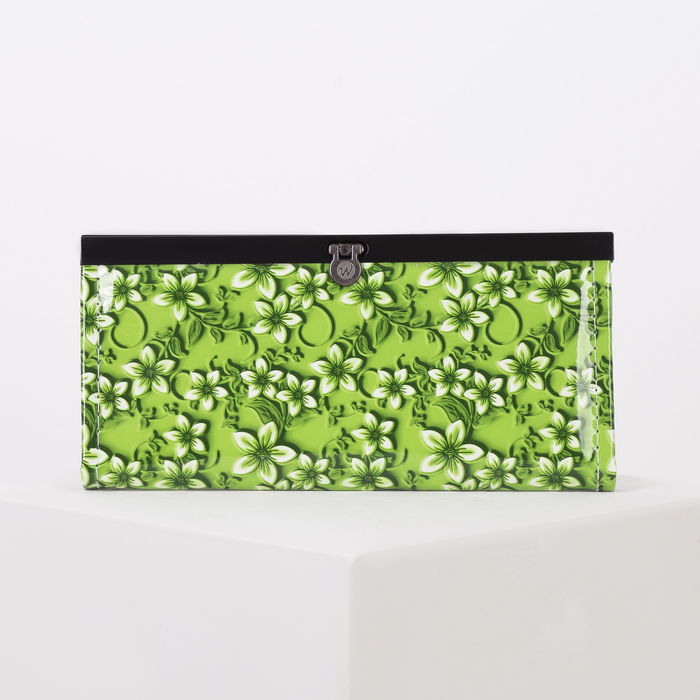 Кошелёк женский, 4 отдела, для монет, зелёный