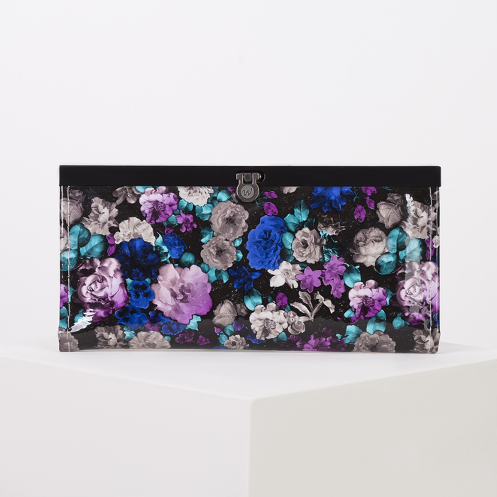 Кошелёк женский, 4 отдела, для монет, цвет чёрный/фиолетовый