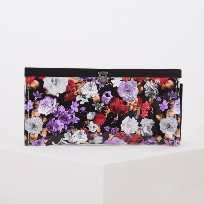 Кошелёк женский, 4 отдела, для монет, цвет чёрный/оранжевый