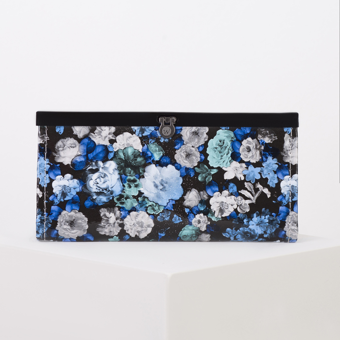 Кошелёк женский, 4 отдела, для монет, цвет чёрный/синий