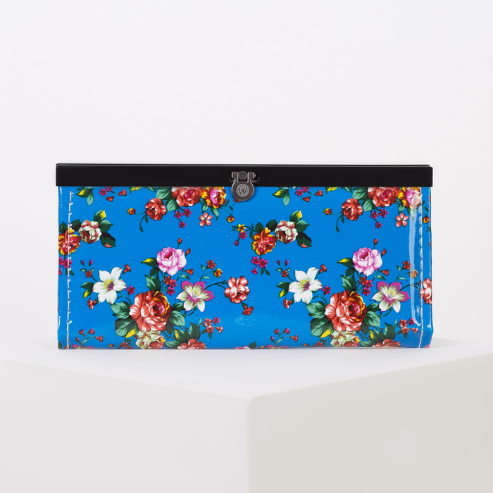 Кошелёк женский, 4 отдела, для монет, цвет синий