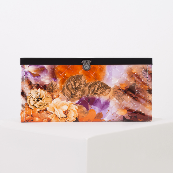 Кошелёк женский, 4 отдела, для монет, цвет оранжевый/коричневый