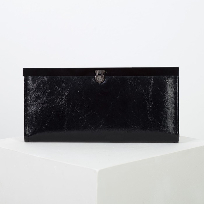 Кошелёк женский, 4 отдела, для монет, цвет чёрный