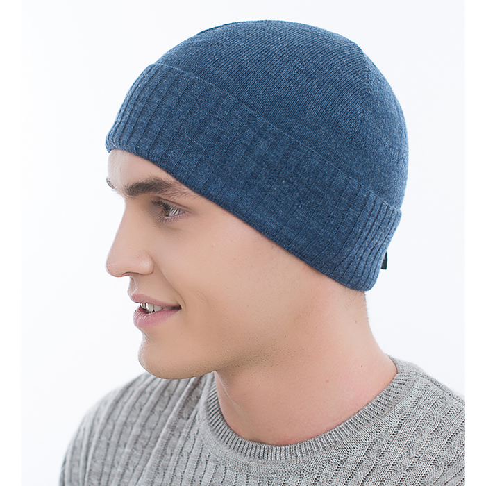 Шапка мужская 2903 цвет джинс, р-р 56-58