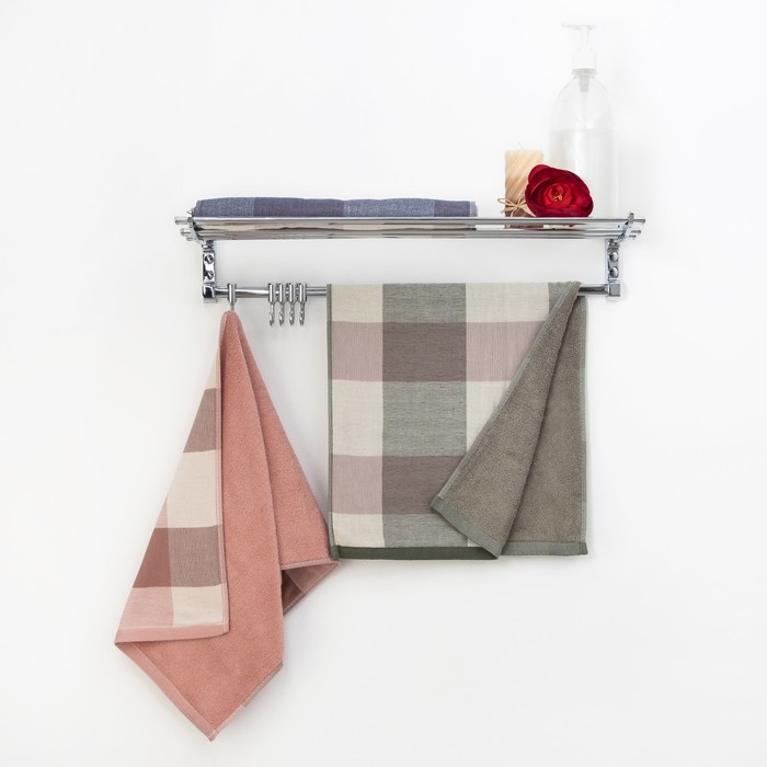 Полотенце двухстороннее "Этель" Клетка цв.зеленый 35х75 см, 380 г/м2, 100% хлопок