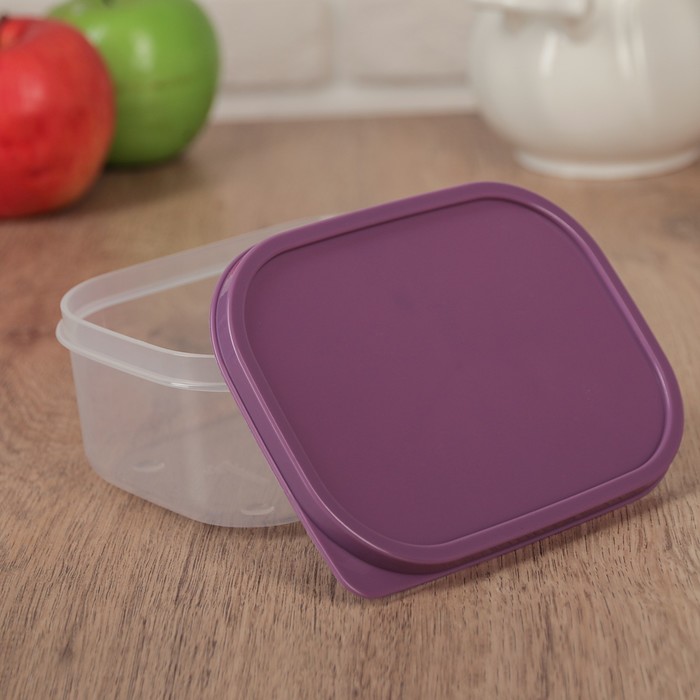 Набор контейнеров пищевых, 3 шт: 0,2 л, 0,5 л, 1,2 л, прямоугольные, цвет фиолетовый