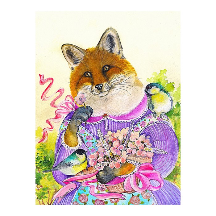 Картина стразами "Романтичная лиса" 40х60 см