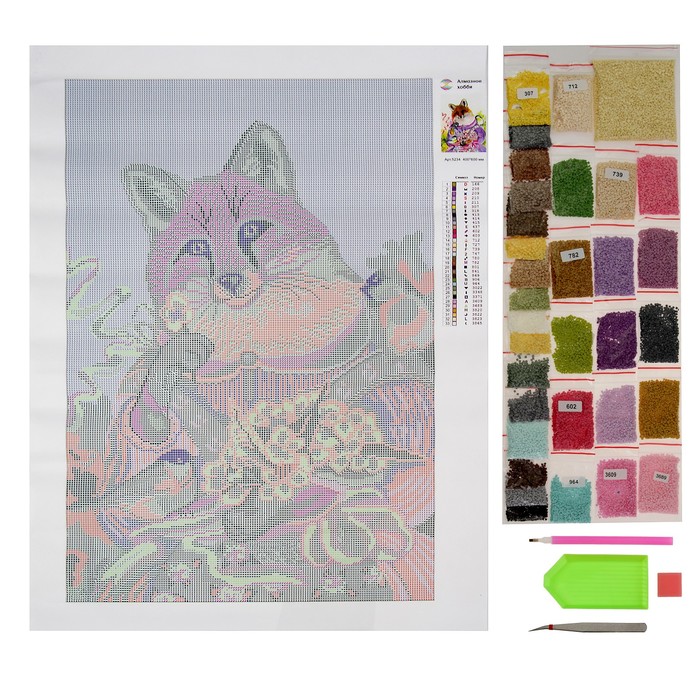 Картина стразами "Романтичная лиса" 40х60 см